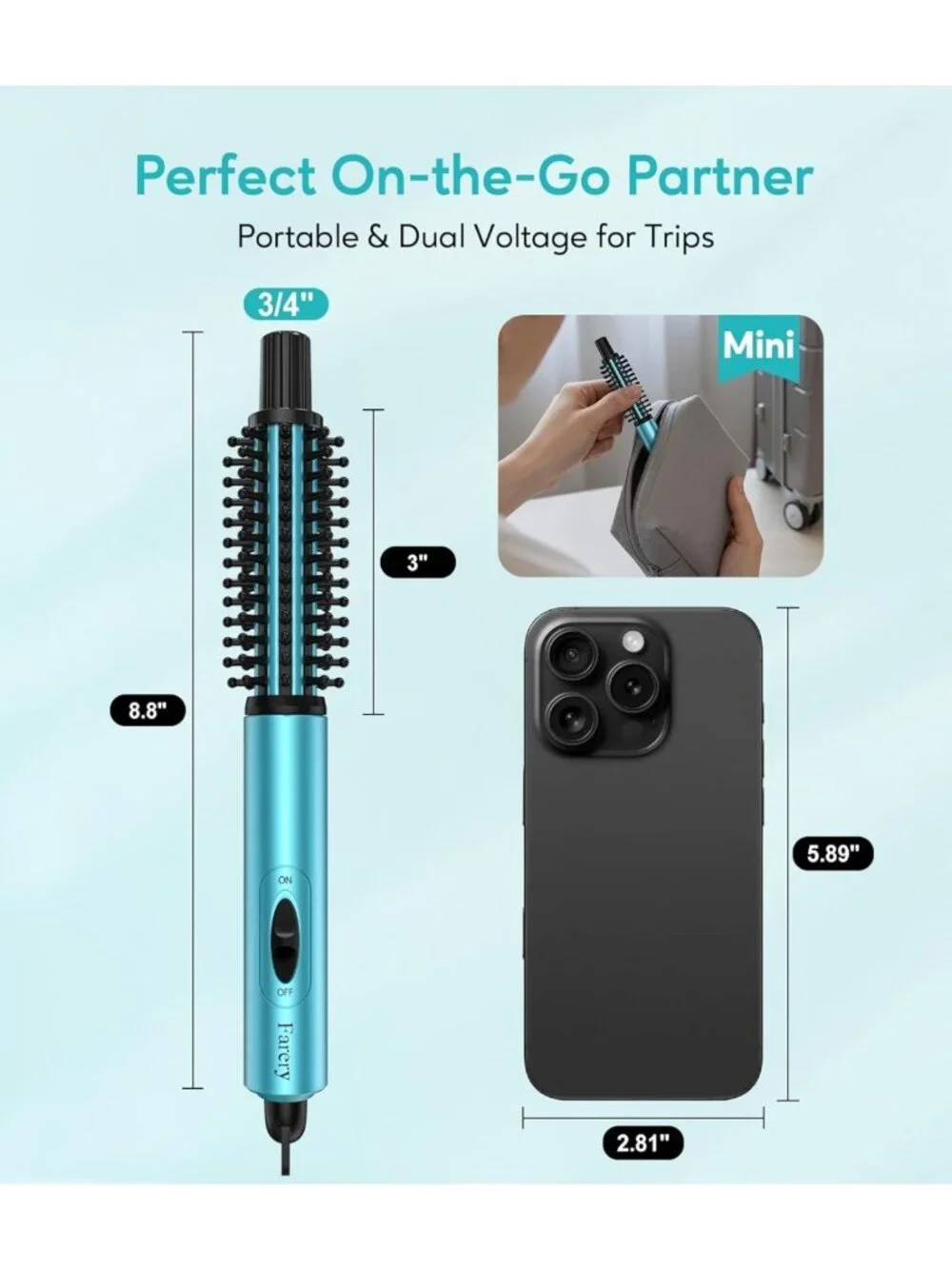 Mini Thermal Brush & Curling Iron - 3/4